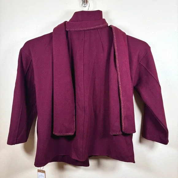 OGL CashSoft Oversized Scarf Jacket Plum Berry Women XS Cozy Modern Chic Comfort - Picture 4 of 16